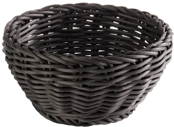 Brotkorb, rund, schwarzes Kunststoffgeflecht, Ø16xH8 cm