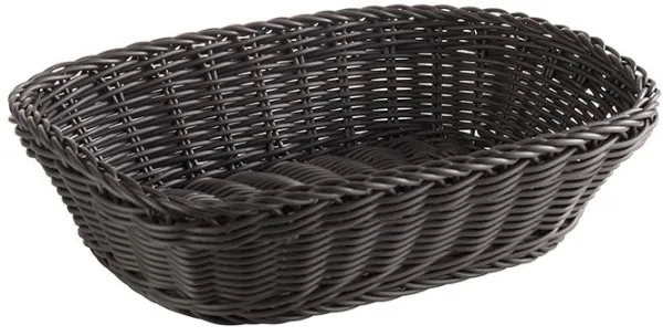 Auslaufmodell: Brotkorb, rechteckig, schwarzes Kunststoffgeflecht, 26,5x19xH7 cm