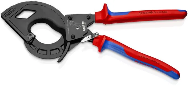 Knipex Kabelschneider (Ratschenprinzip, 3-Gang) schwarz brüniert, mit Mehrkomponenten-Griff 320 mm