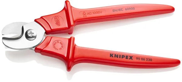 Knipex Kabelschneider mit kunststoffisolierten Griffen, kunststoffgespritzt, VDE-geprüft 230 mm