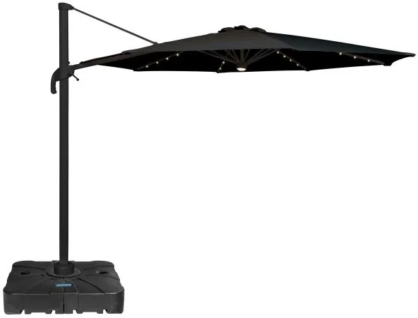 Roma Sonnenschirm 360°-Drehung LED schwarz 3m