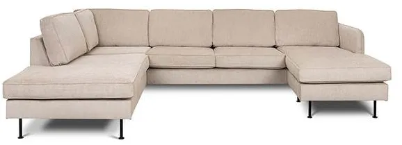 Læsø Sofa mit Chaiselong und Open-End - 288 x 210 cm - beige Samt - rechtsgerichtet