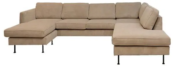 Thy Sofa mit Chaiselongue und Open-End - 305 x 210 cm - beiger Samt - linke Ausführung