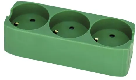 Gripo Steckdosenleiste mit 3 Steckdosen und Erdung, Grün