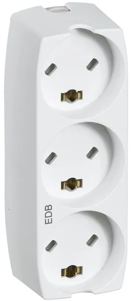 LK-Steckdosenleiste mit 3 rechteckigen Steckern EDB 2-polig mit Erdung, weiß